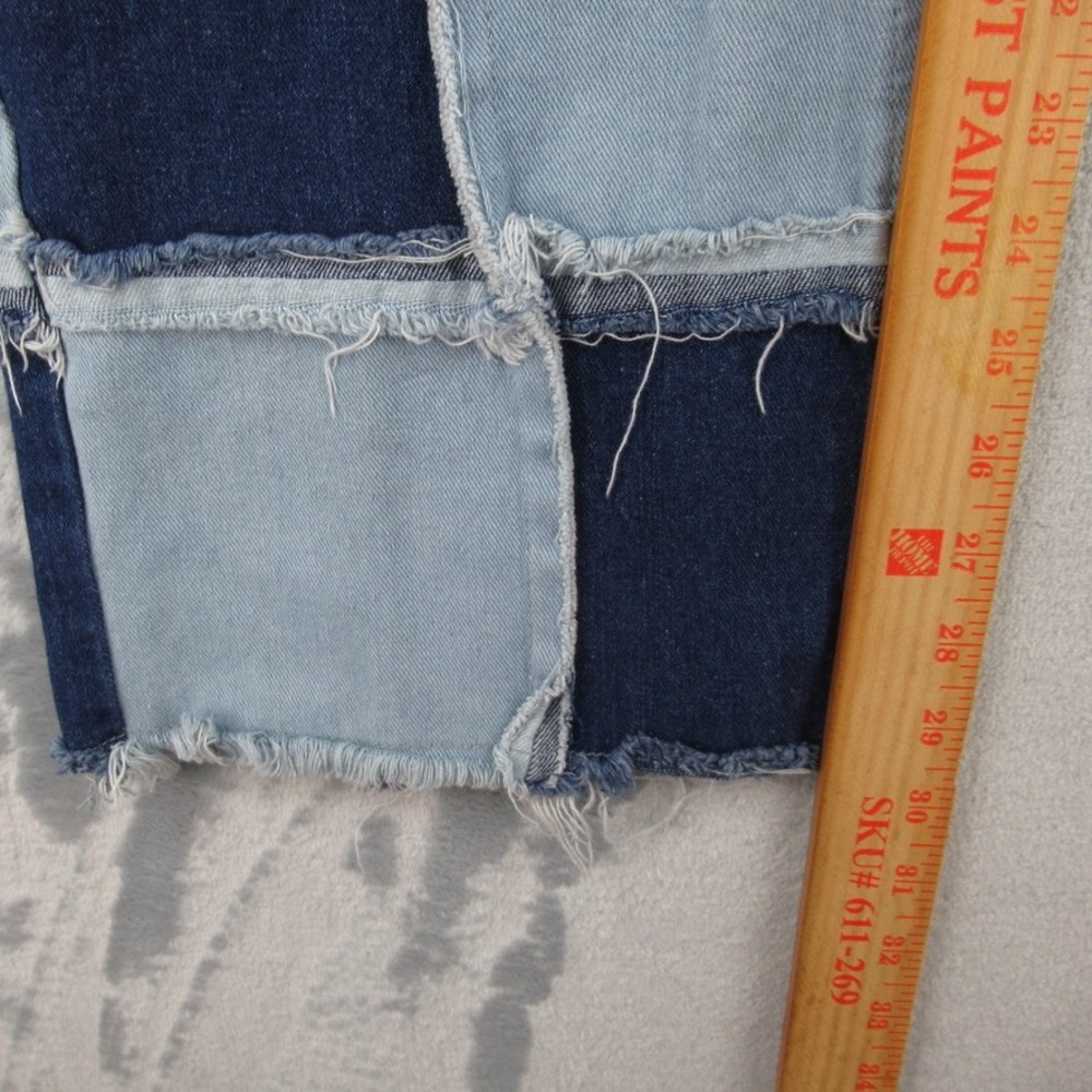 Nasty Gal Collection Patchwork Denim Jeans Blue Two Tone Raw Hem Size 8 3568 - Picture 6 of 12